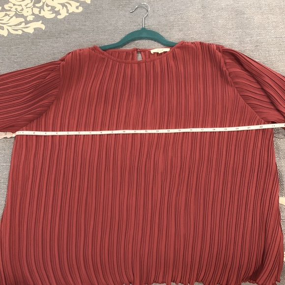 Easel S Pleated Brick Red Blouse - Picture 7 of 9